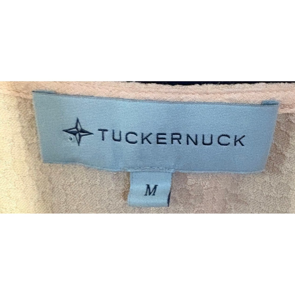 Tuckernuck Peach Textured V-Neck Smocked Cuff Ruffle Blouse Top Medium - Picture 4 of 5